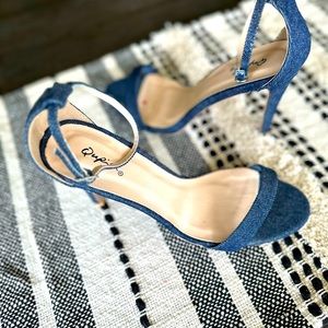 Ladies Denim Heeled Sandals